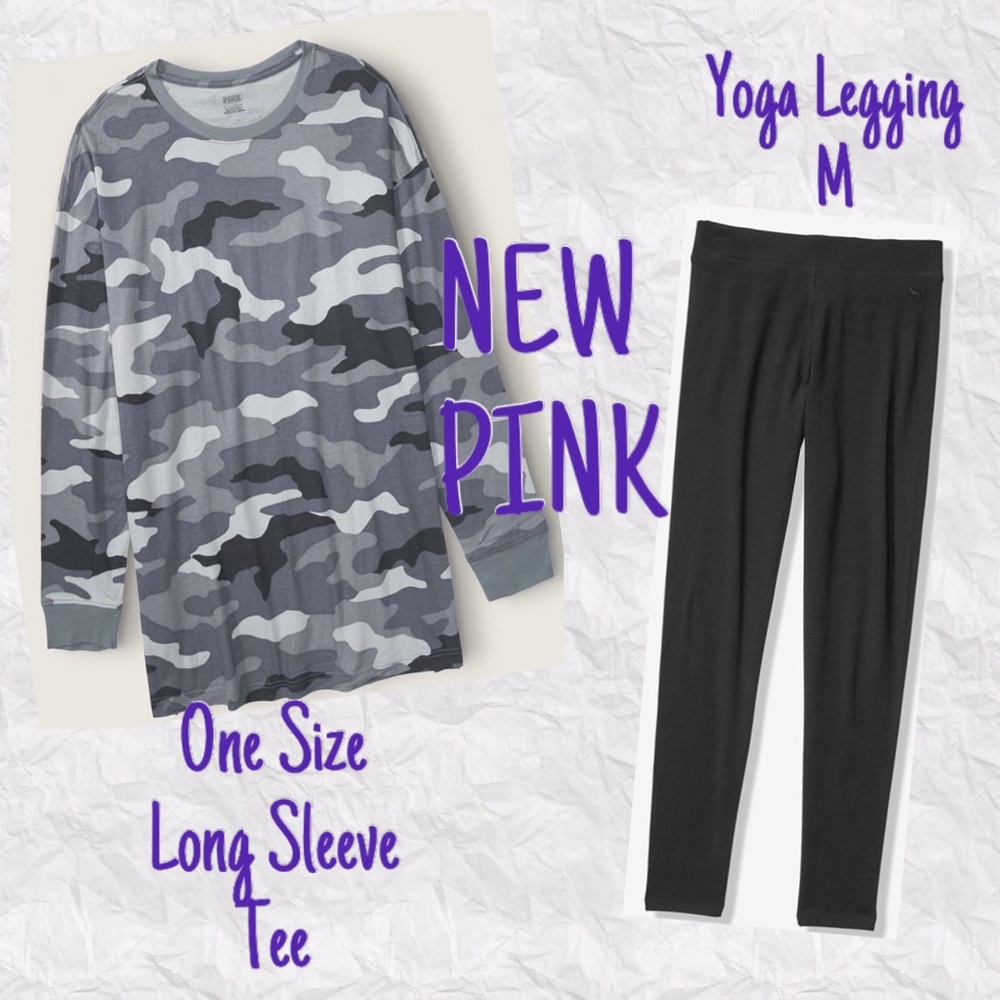 🎀New Pink 2pcs camo long sleeve/yoga pants